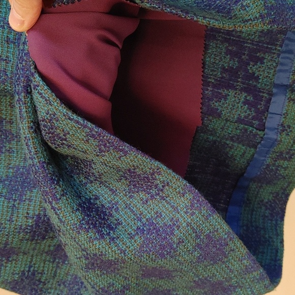 VTG Tailored Woven Wool Skirt XS-S Violet-Blue, Turquoise, Khaki-Green - Picture 5 of 15